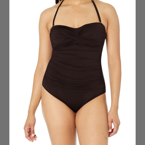 Anne Cole Other - Anne Cole One Piece Bandeau Strapless Adjustable Strap Swimsuit Black NWT Sz 16
